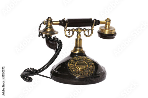 Old style phone isolated in white