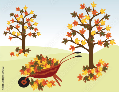 Herbst mit vollgeladener Schubkarre