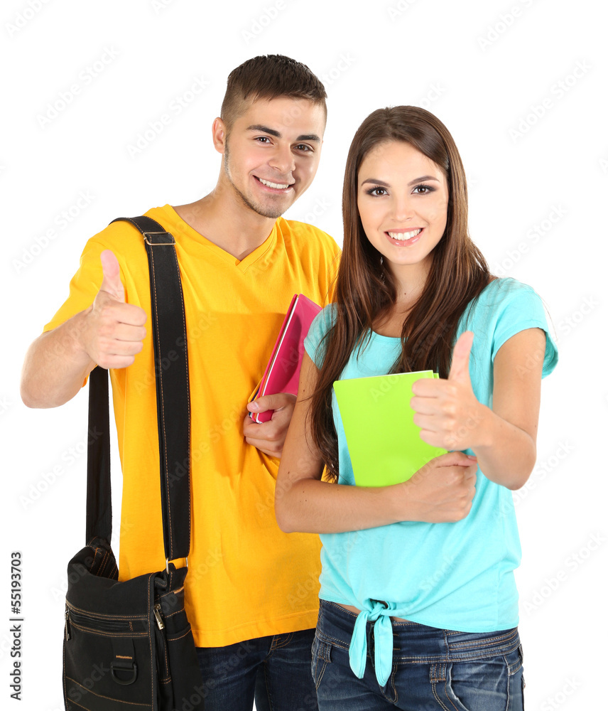 Two happy beautiful young people, isolated on white Two happy beautiful young people, isolated on white
