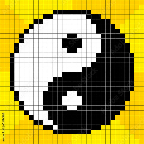 8-bit Pixel-art Yin Yang Symbol