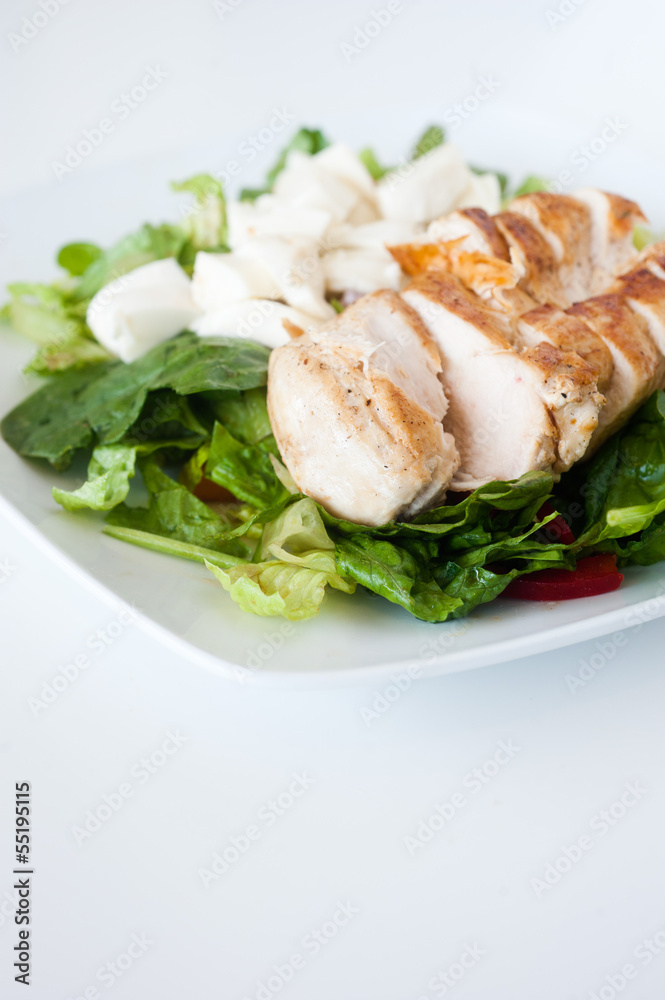 plate of fresh chopped grilled chicken salad plate of fresh chopped grilled chicken salad