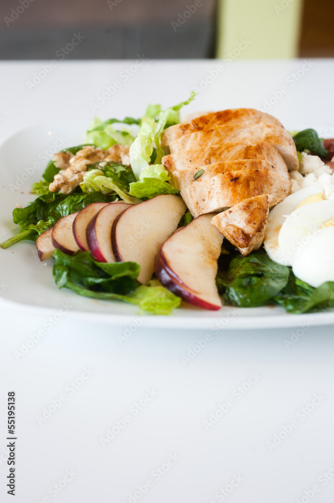plate of fresh chopped grilled chicken salad plate of fresh chopped grilled chicken salad