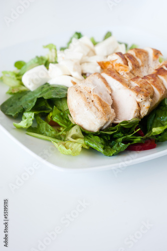 plate of fresh chopped grilled chicken salad
