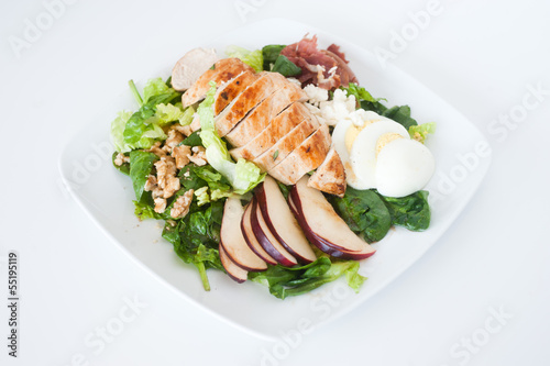 plate of fresh chopped grilled chicken salad