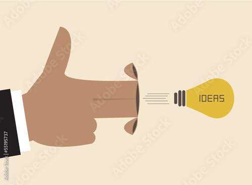 Hand gun is firing Light Bulb idea