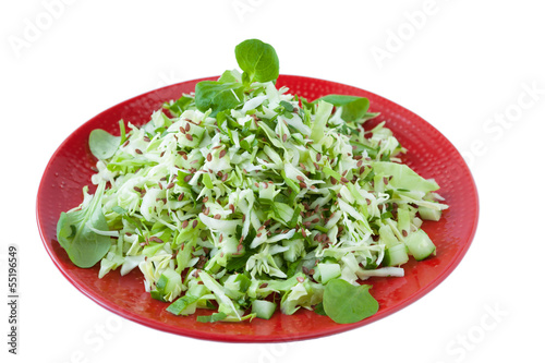 cabbage on a plate  isolated on white