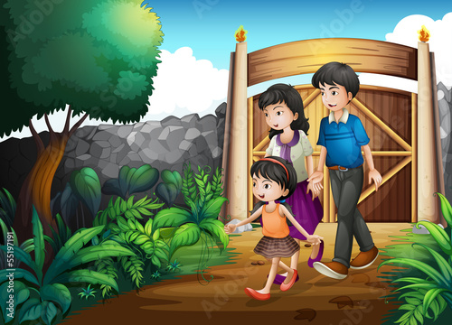 A family inside the gate