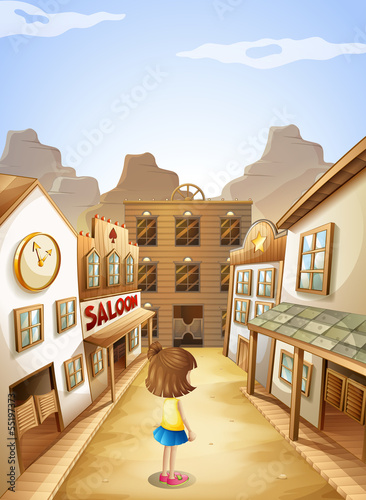 A small girl near the saloon bars