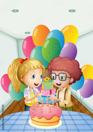 A birthday party inside the house