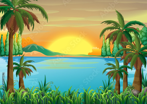 A view of the deep blue lake