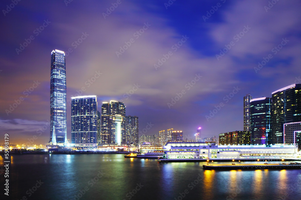 Kowloon district at night