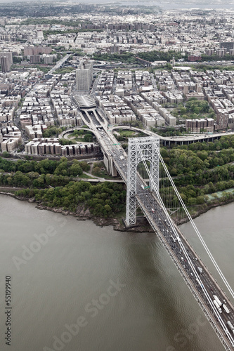 Aerial view of Manhattan and George Washington bridge, New York