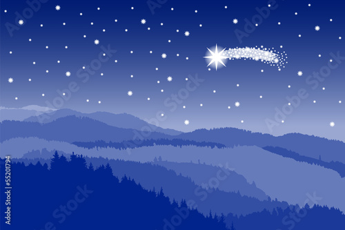 starlit sky with shooting star