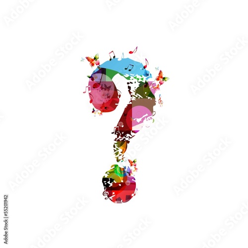 Colorful vector question mark background with butterflies