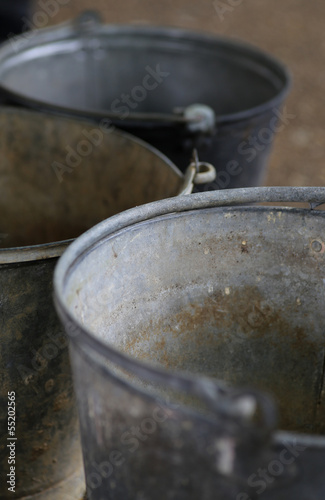 Old tin metal vintage buckets