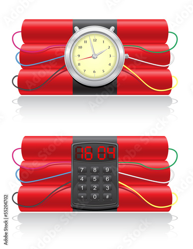 explosive dynamite and clockwork vector illustration