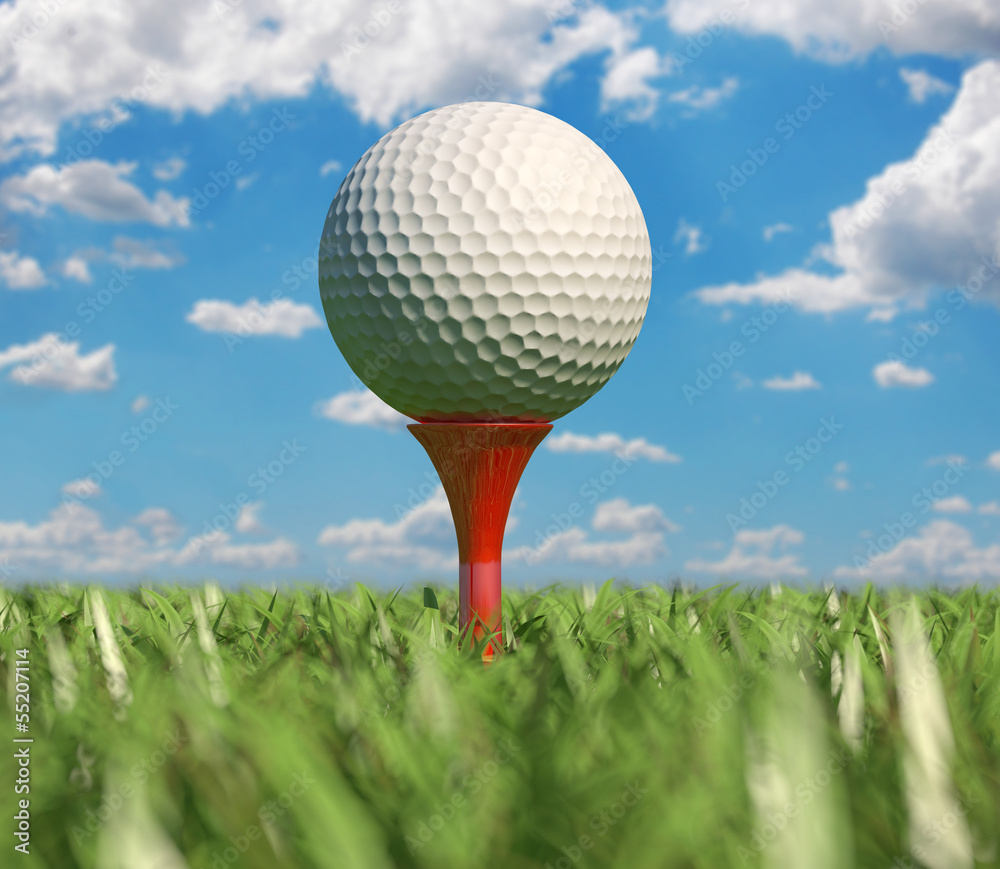 Golf ball isolated on tee in the grass. Golf ball isolated on tee in the grass.