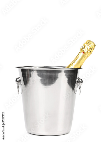 Bottle of champagne in cooler