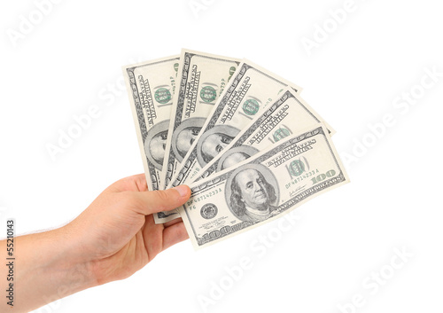 Hand holds american Dollar-bills