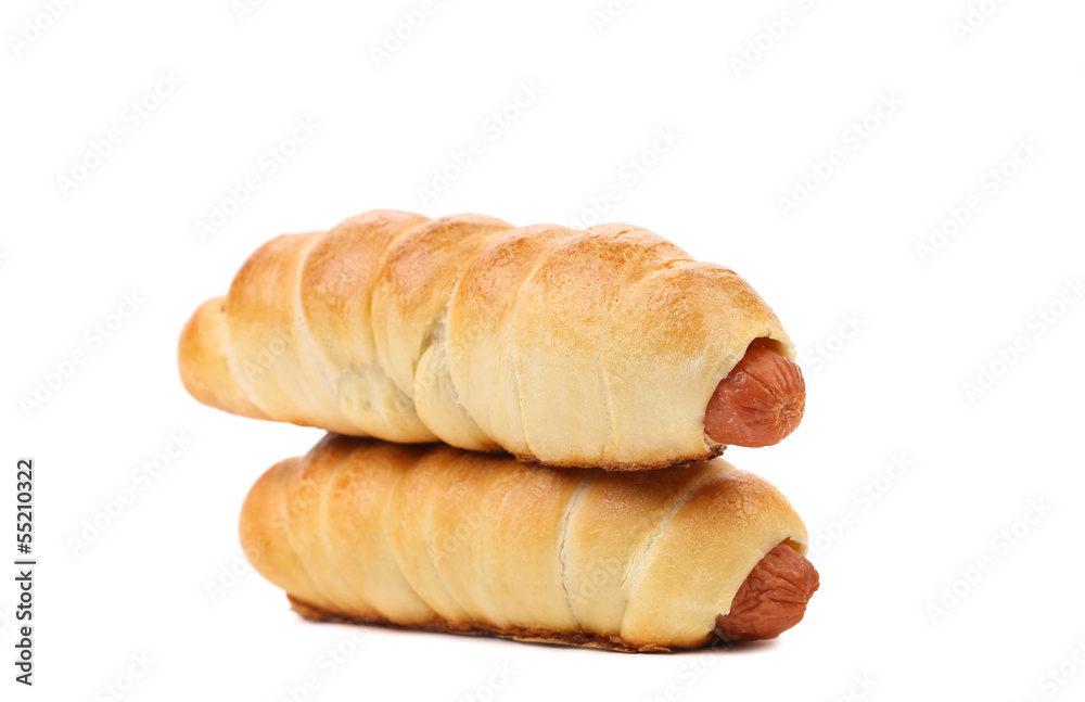 Sausage rolls isolated on white