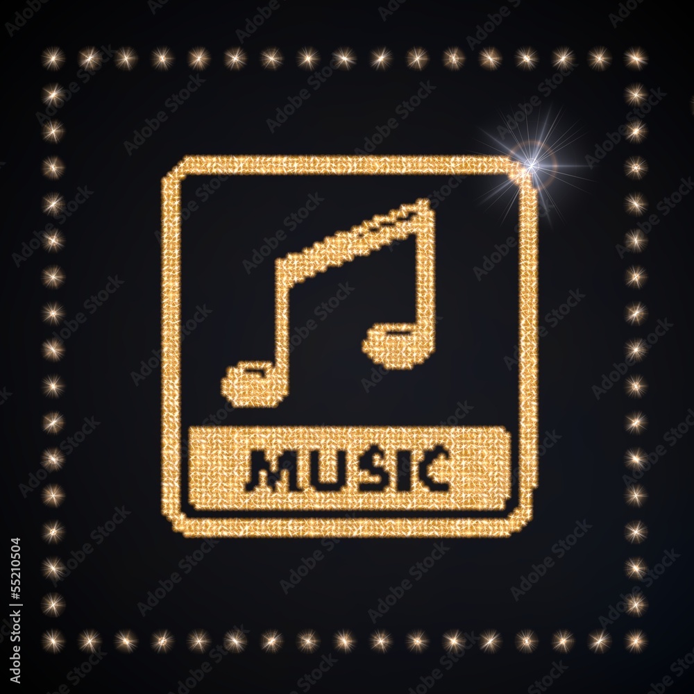 Illustration of a glowing music symbol glittering golden Illustration of a glowing music symbol glittering golden