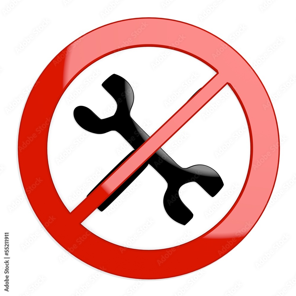 3d render of a forbidden mechanic sign not allowed 3d render of a forbidden mechanic sign not allowed