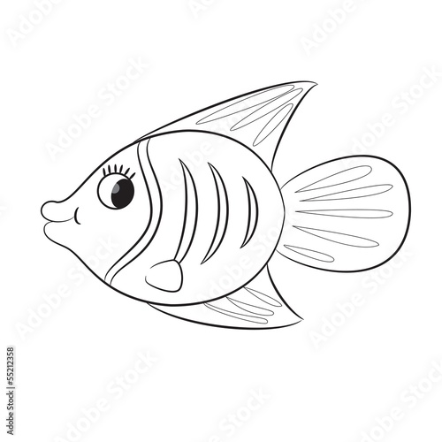 Cartoon fish. Coloring book. Vector illustration