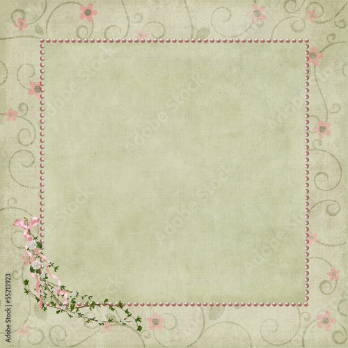 pink pearl frame on floral background