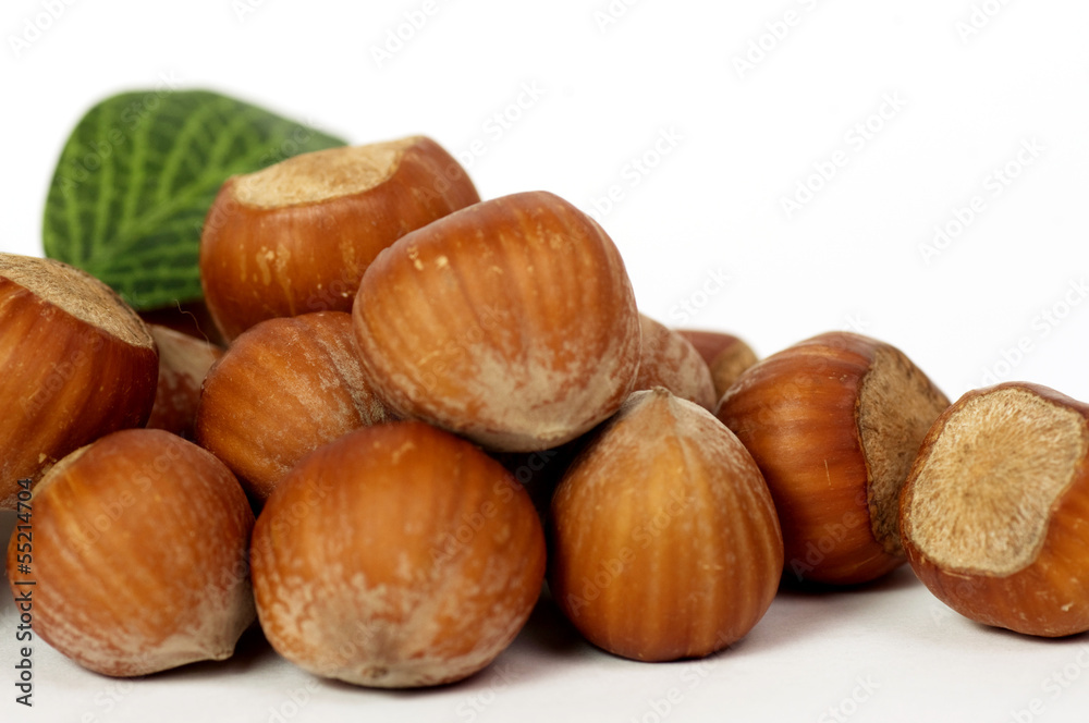 Tasty Hazelnuts isolated on white background Tasty Hazelnuts isolated on white background