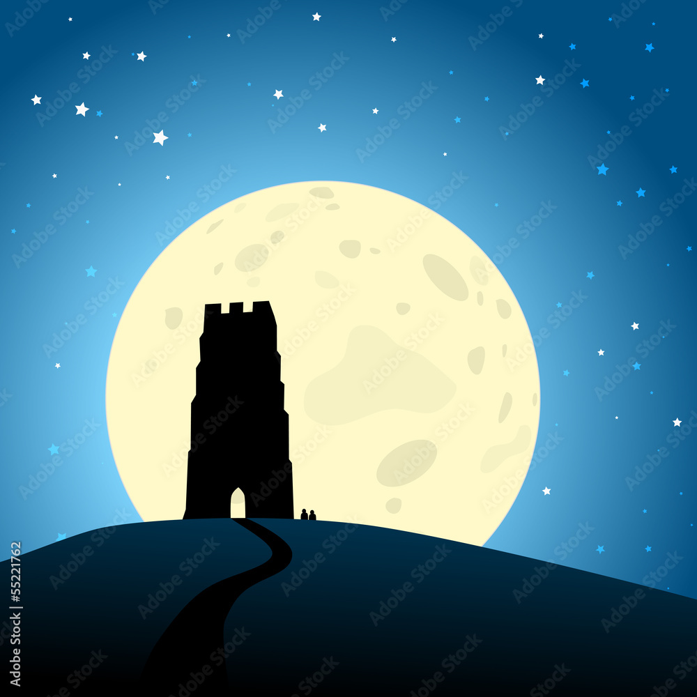 Naklejka premium Glastonbury Moonrise EPS10 Vector