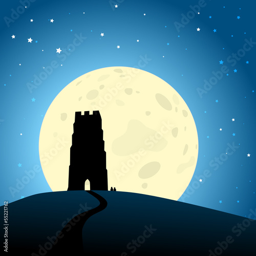 Glastonbury Moonrise EPS10 Vector