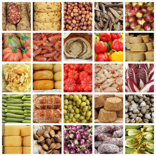Fotografie, Obraz italian food market collage