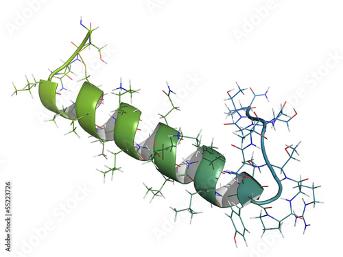 Salmon calcitonin peptide hormone drug, chemical structure. photo