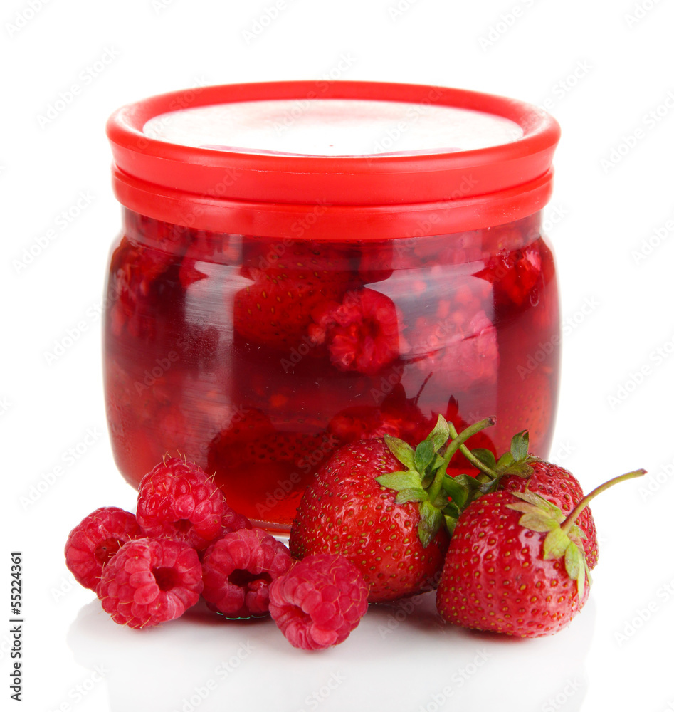 Home made berry jam isolated on white Home made berry jam isolated on white