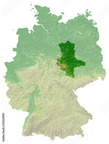 Topografische Reliefkarte Sachsen-Anhalt (Deutschland)