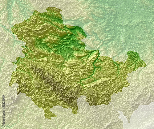 Topografische Reliefkarte Thüringen