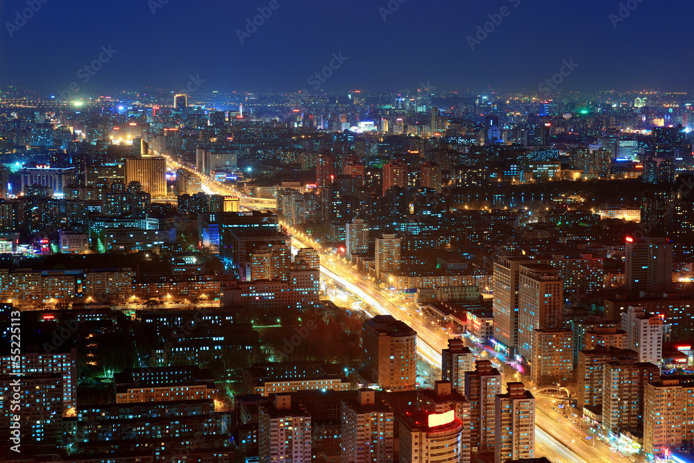 Beijing at night - obrazy, fototapety, plakaty 