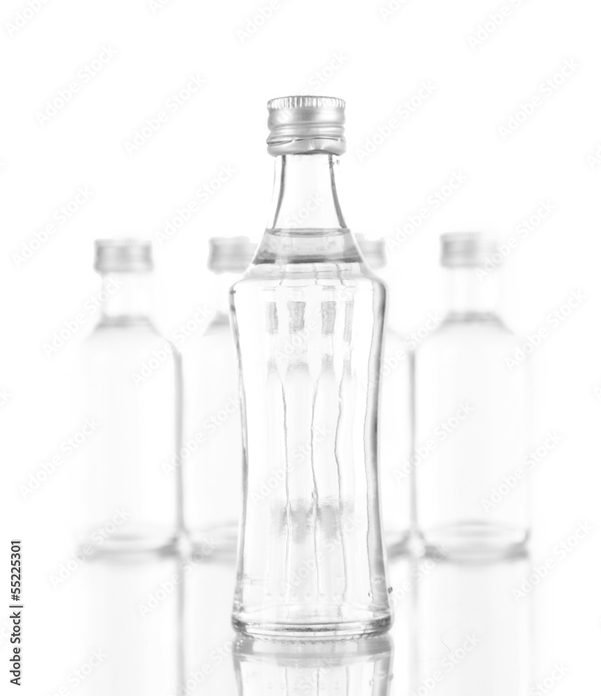 Minibar bottles, isolated on white Minibar bottles, isolated on white