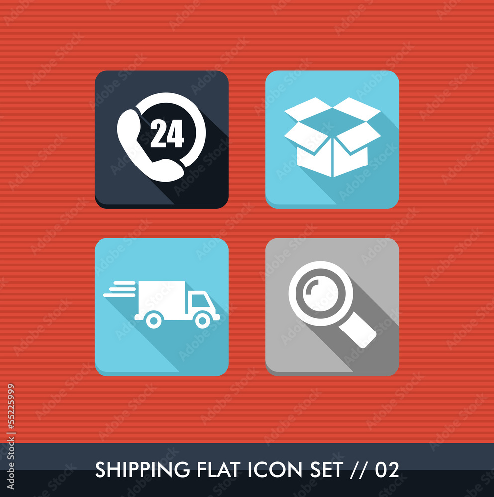 Shipping flat icons set. Shipping flat icons set.
