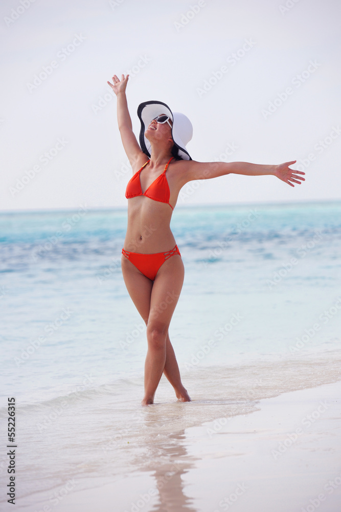 beautiful girl on beach have fun beautiful girl on beach have fun