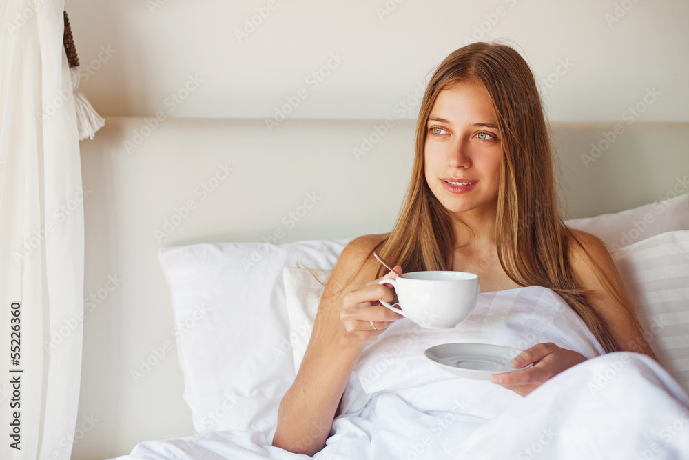 Morning coffee or tea in bed