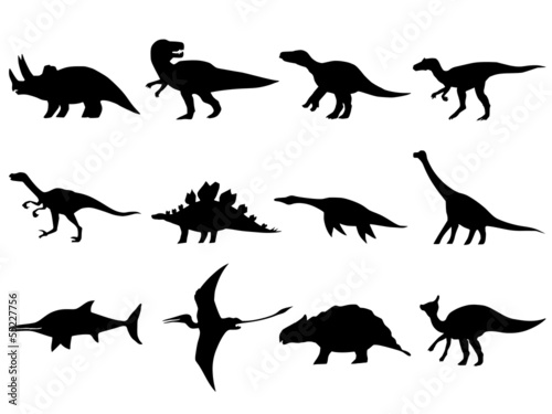 set of different dinosaurs