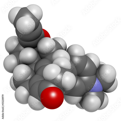 Mifepristone abortion inducing drug, chemical structure. photo