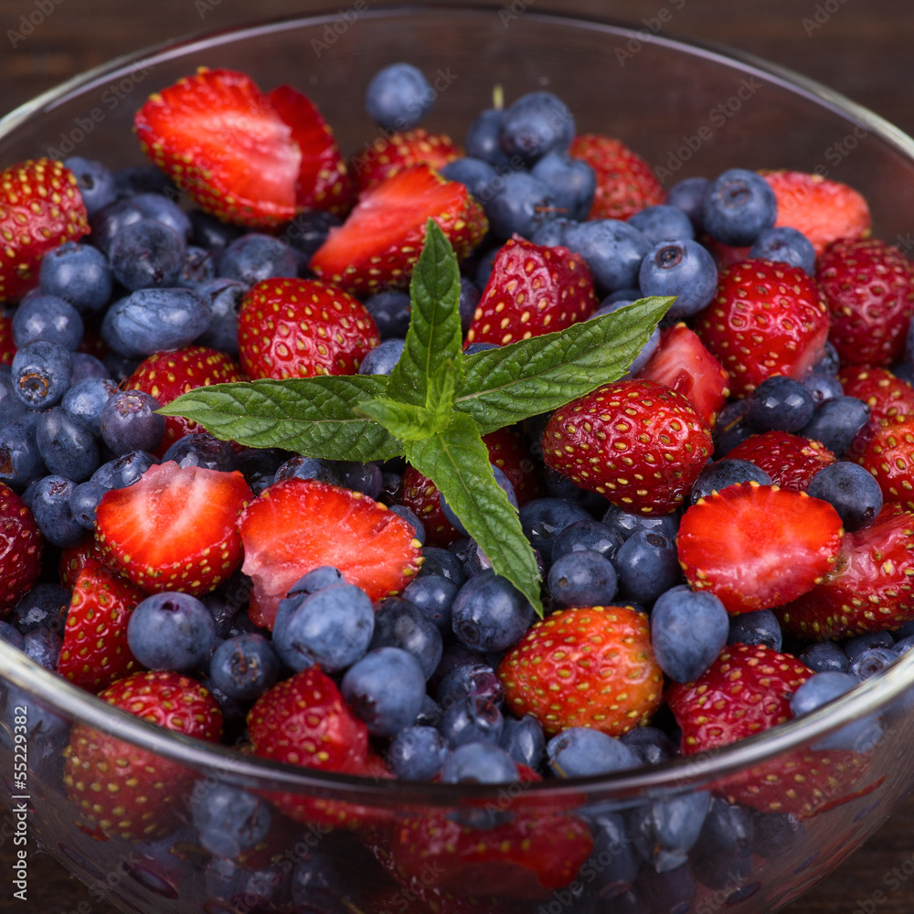 Strawberries and blueberries Strawberries and blueberries