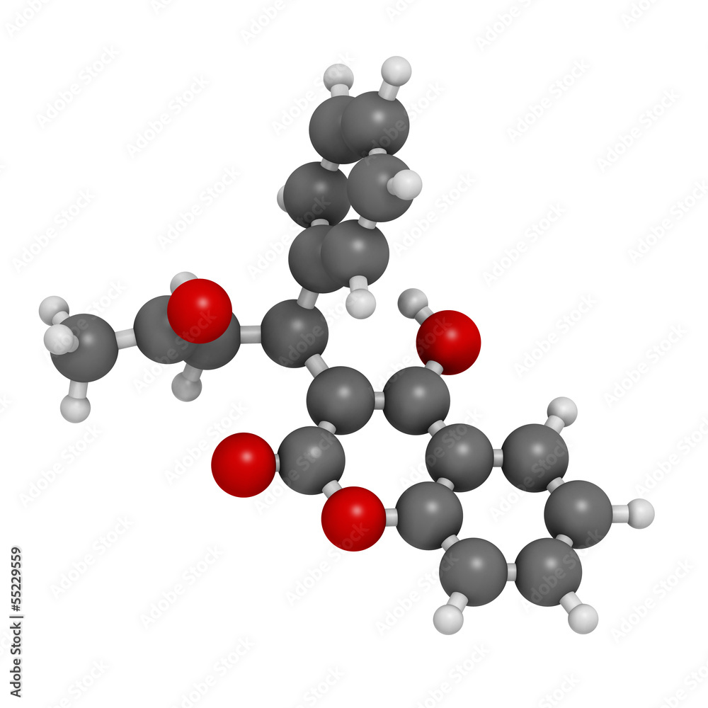 Warfarin anticoagulant drug, chemical structure. Warfarin anticoagulant drug, chemical structure.