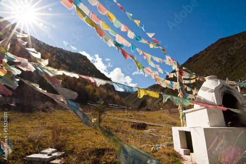 High on a hilltop temple in Tibet .