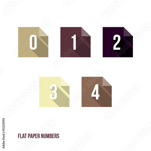 0 1 2 3 4  - Flat Design Paper Numbers Buttons