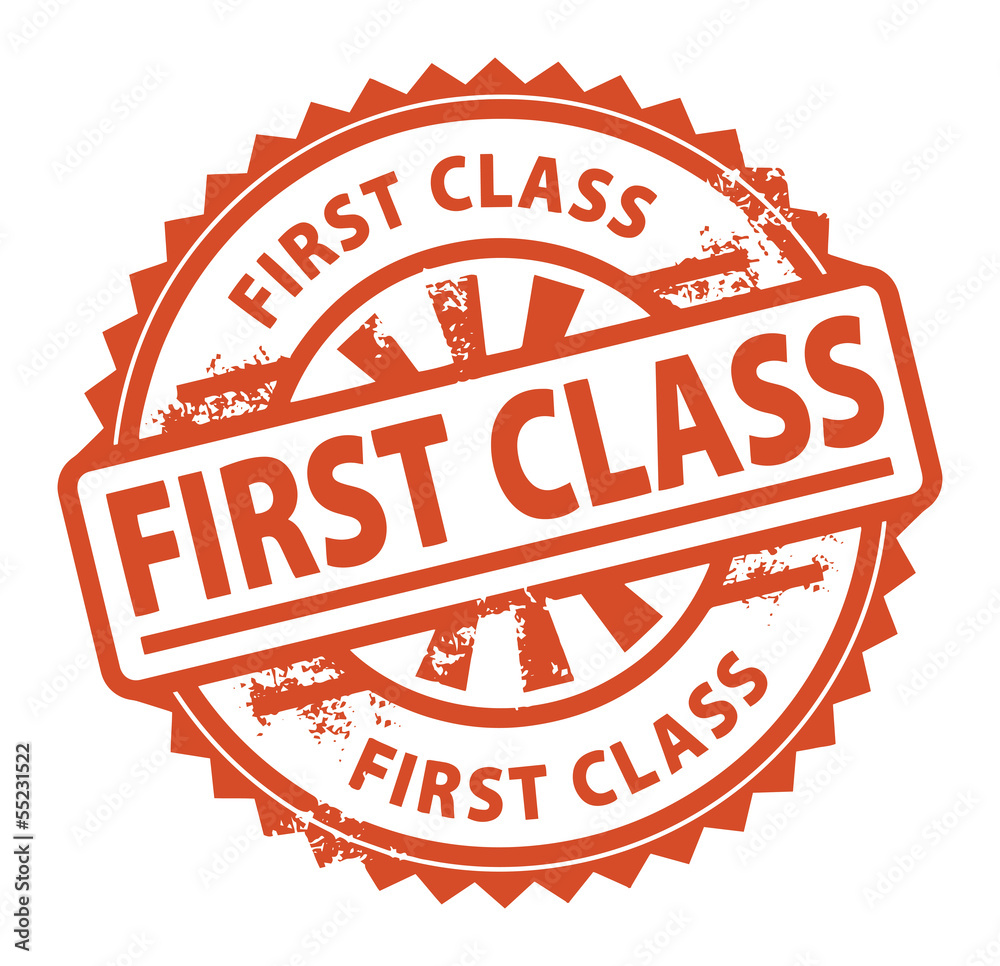 Stamp with the text First Class written inside the stamp, vector Stamp with the text First Class written inside the stamp, vector