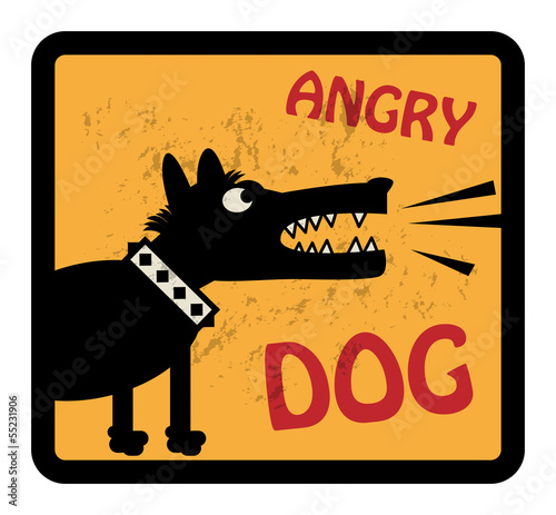 Angry Dog sign, vector illustration