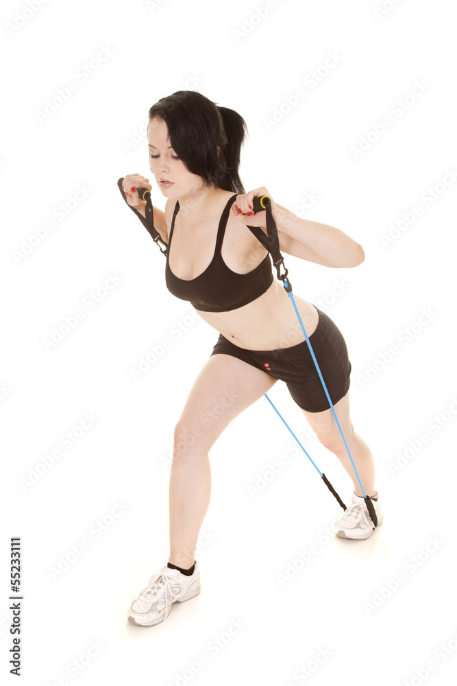 Woman fitness black outfit bands lean Woman fitness black outfit bands lean